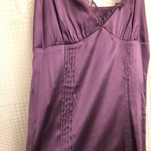 Purple pin tuck pleated silk camisole